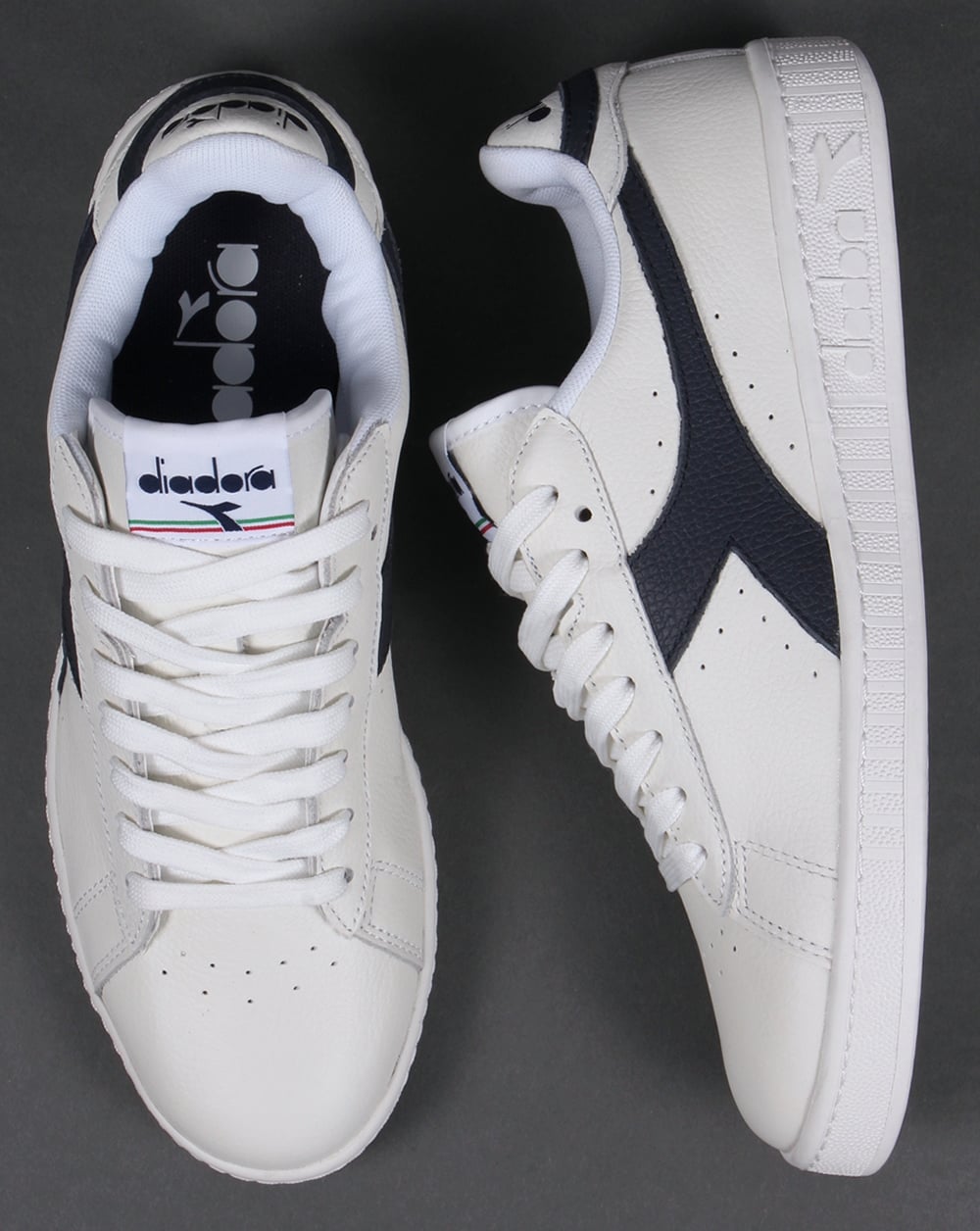 Diadora Game Low Waxed Trainers White/Navy