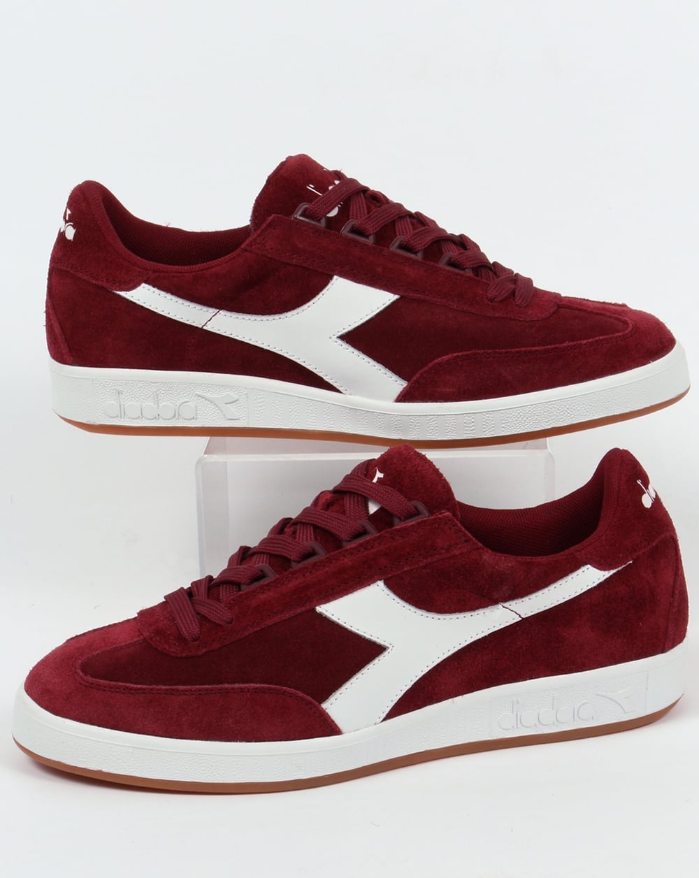 Diadora B Original Suede Trainers Burgundy/White Gum