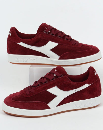 Diadora B Original Suede Trainers Burgundy/White Gum