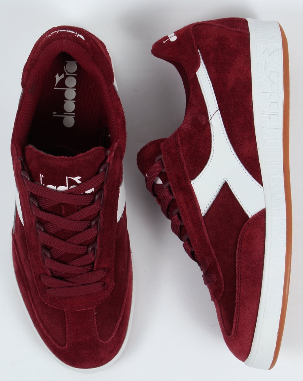 Diadora B Original Suede Trainers Burgundy/White Gum