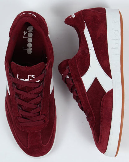 Diadora B Original Suede Trainers Burgundy/White Gum