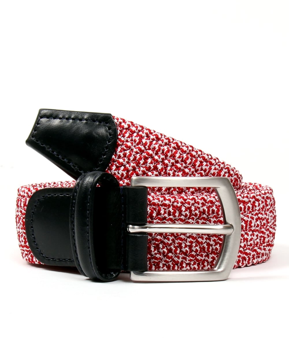 Andersons Woven Leather Trim Belt Red