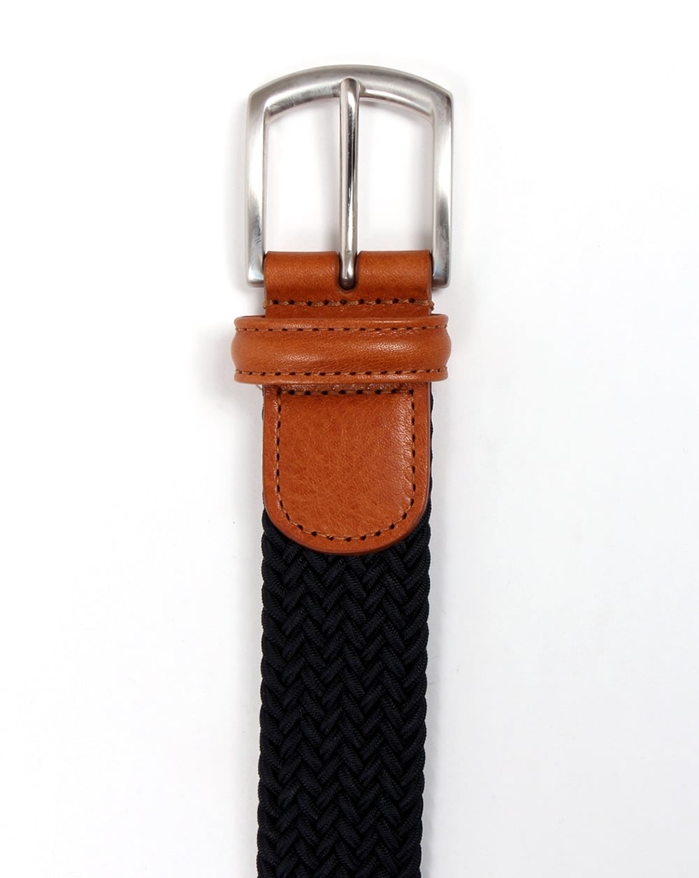 Andersons Woven Leather Trim Belt Navy/tan