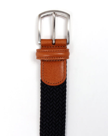 Andersons Woven Leather Trim Belt Navy/tan