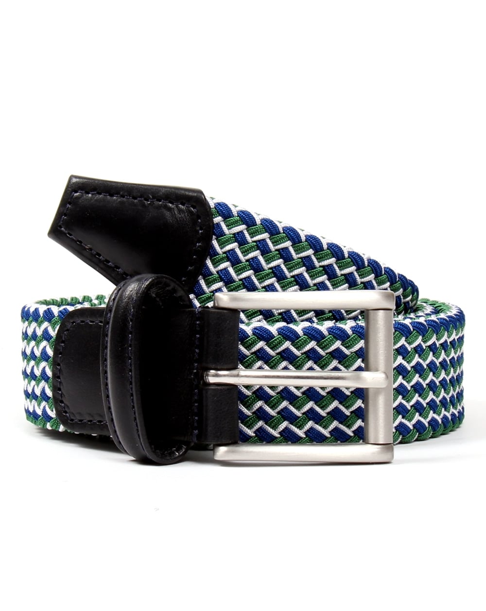 Andersons Woven Leather Trim Belt Green/blue
