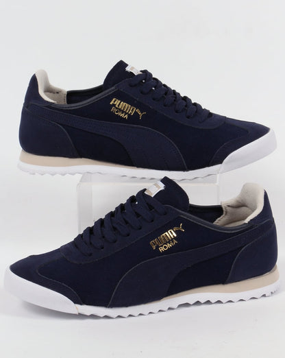 Puma Roma OG Leather Trainers Navy/White