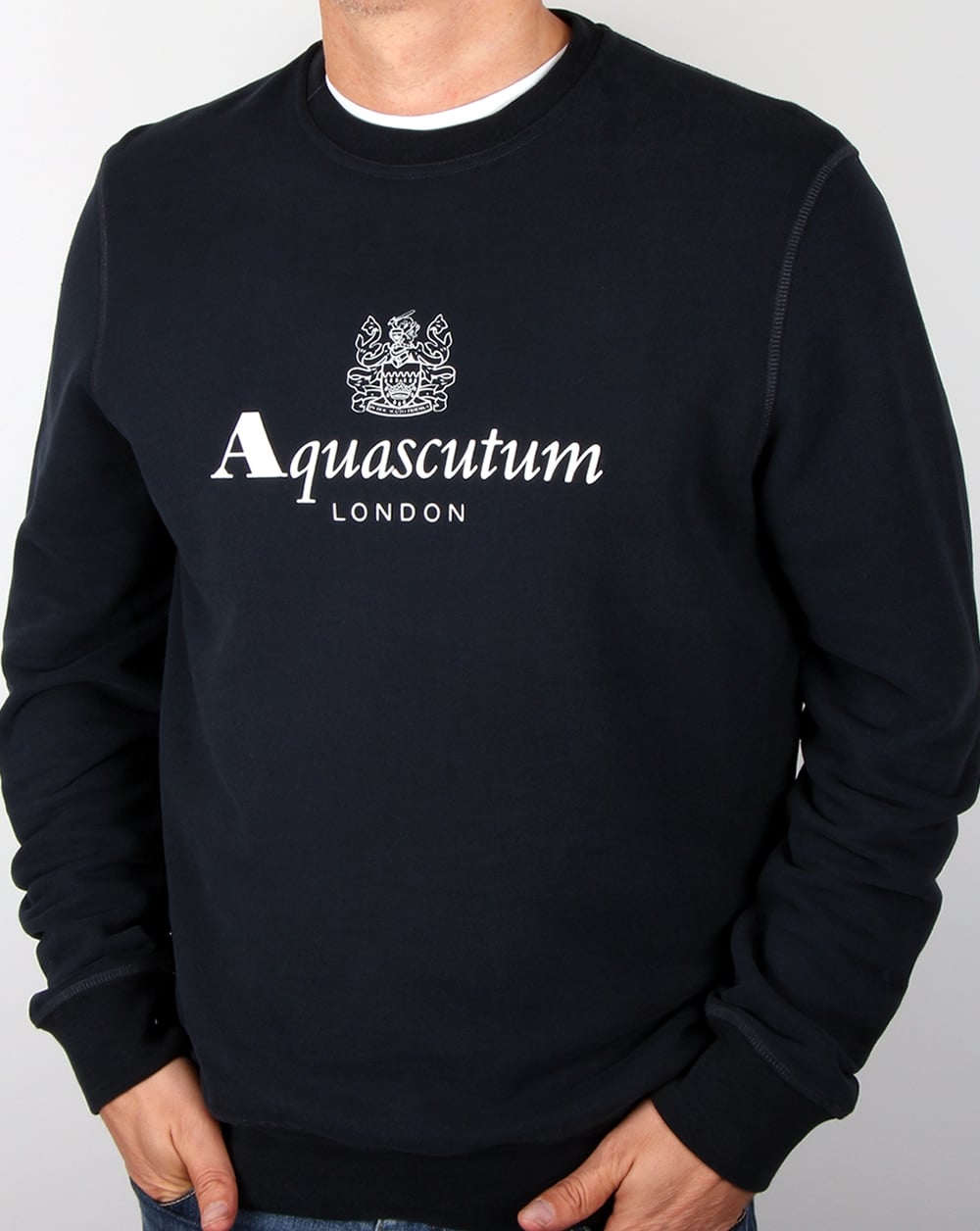 Aquascutum Henry Crew Neck Sweatshirt Navy