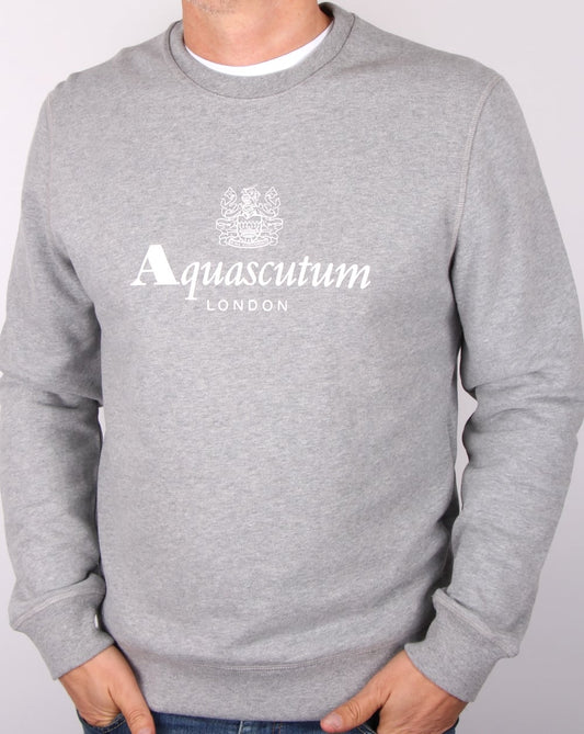 Aquascutum Aquascutum Henry Crew Neck Sweatshirt Grey Marl