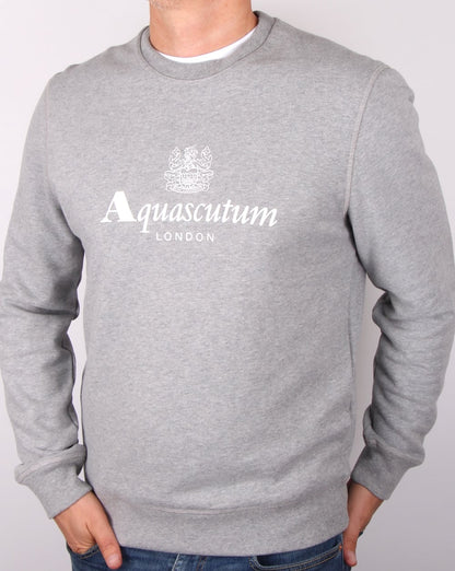 Aquascutum Henry Crew Neck Sweatshirt Grey Marl