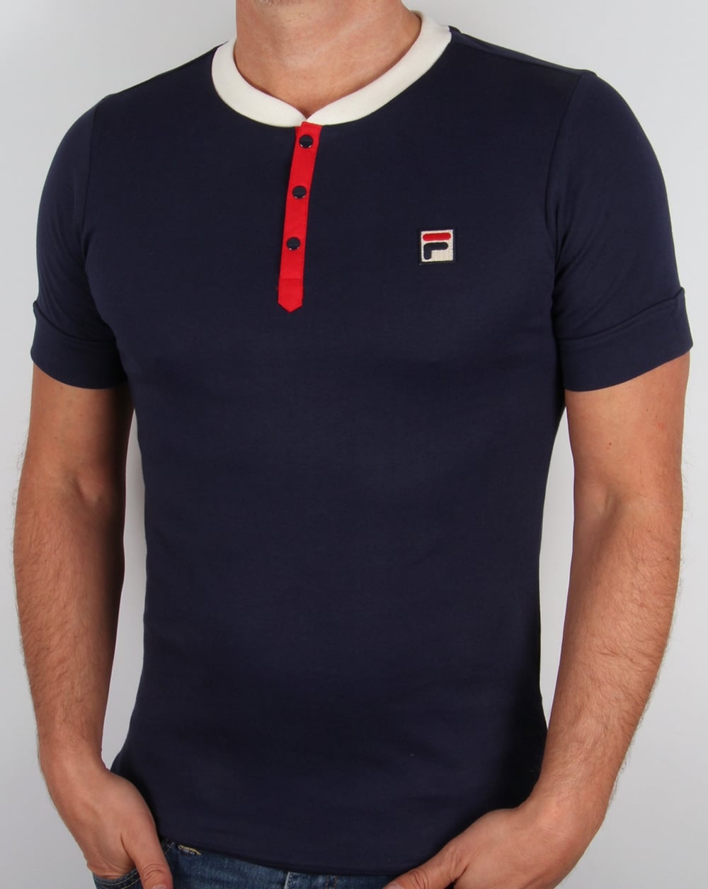Fila Vintage Bertolucci Grandad T-shirt Navy