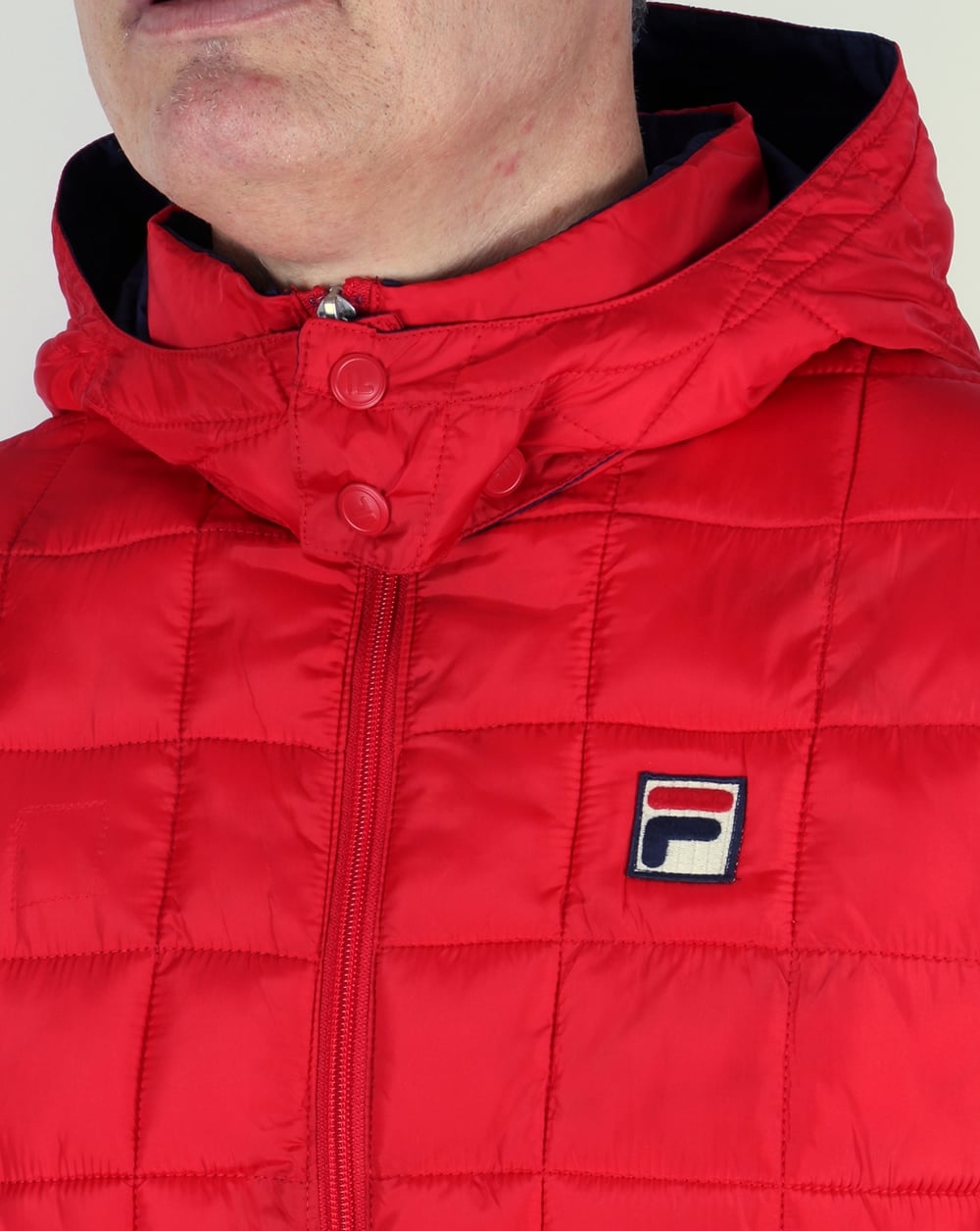 Fila Vintage Quilted Hooded Jacket Red