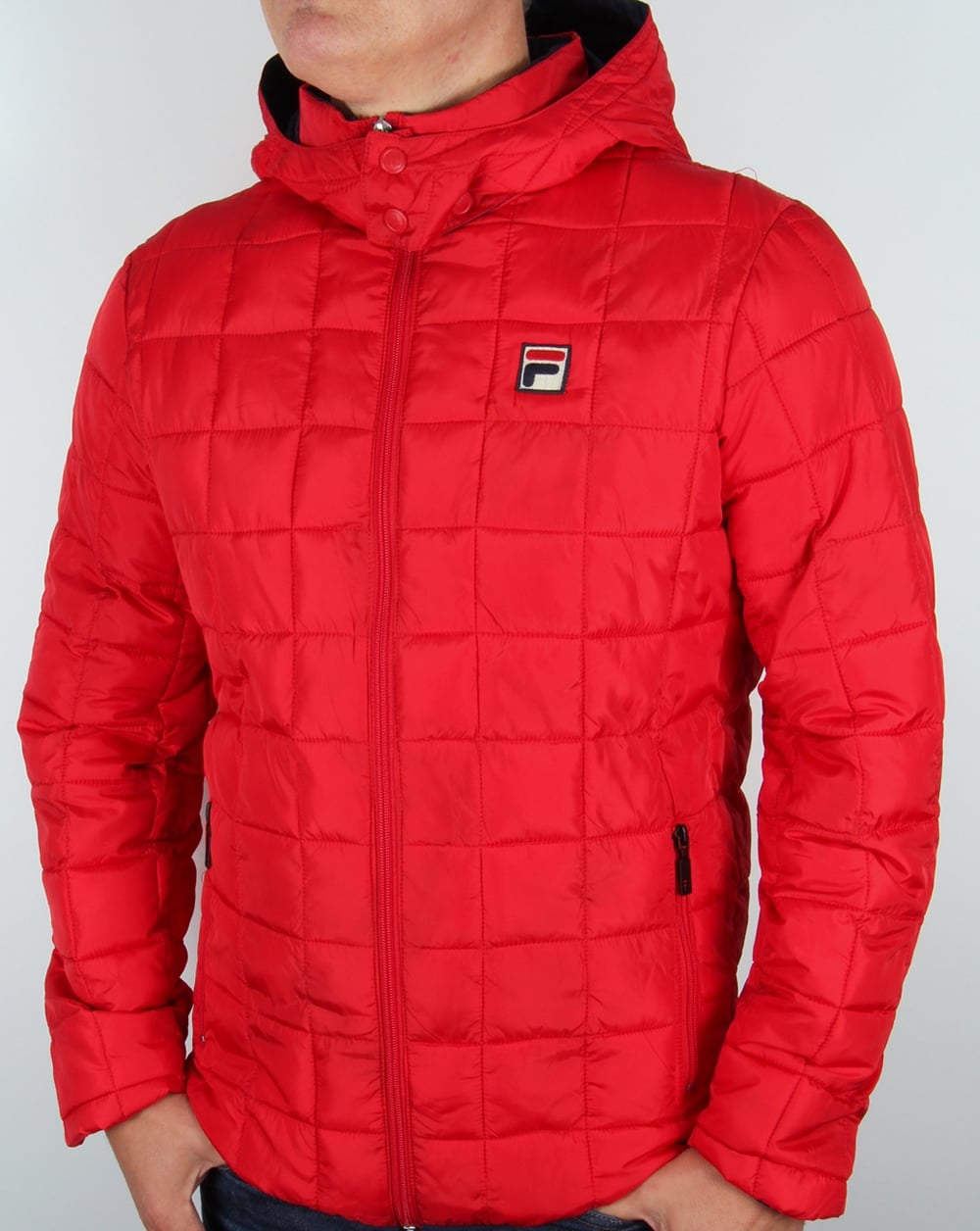 Fila Vintage Quilted Hooded Jacket Red