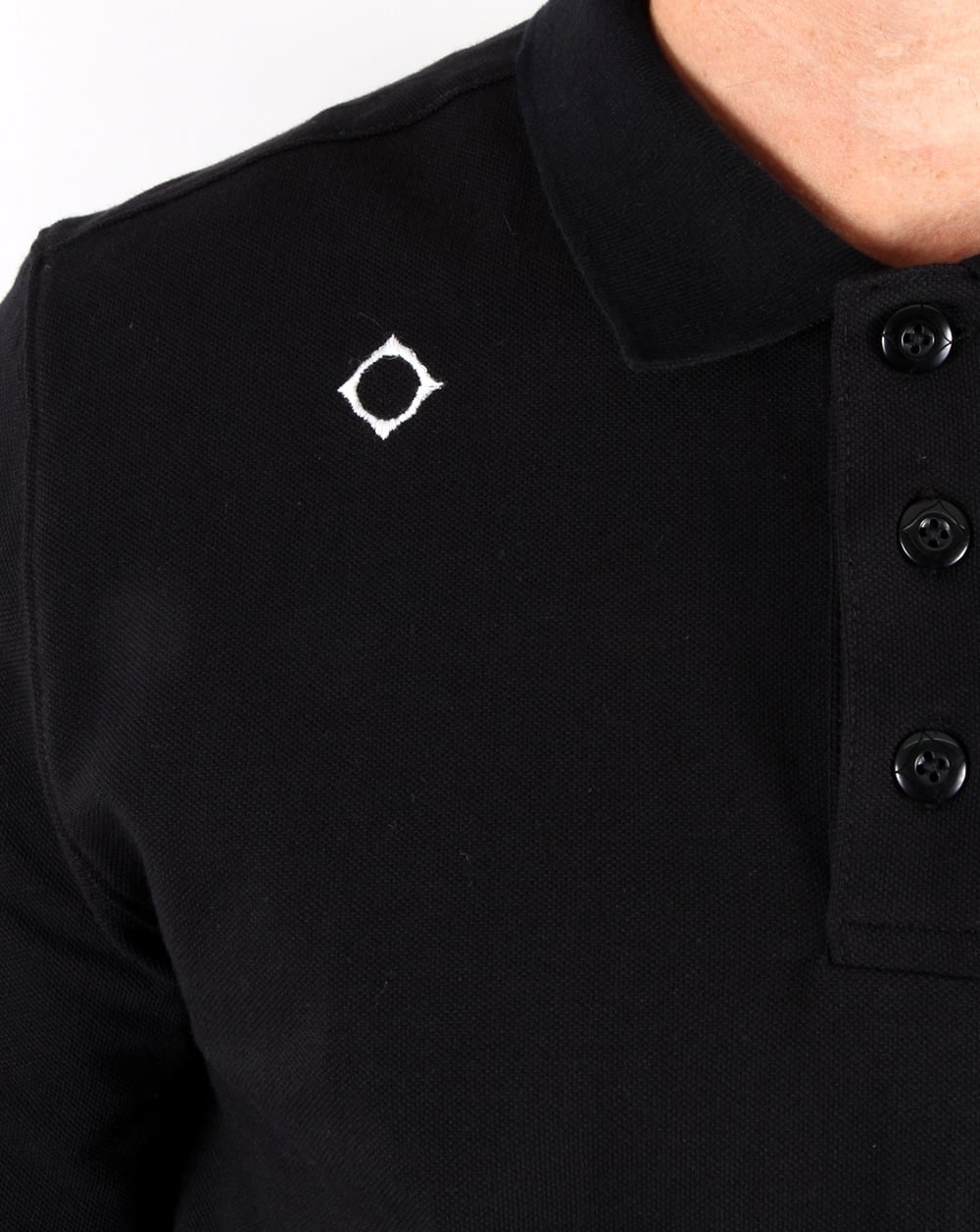 Ma.strum Long Sleeve Pique Polo Shirt Black