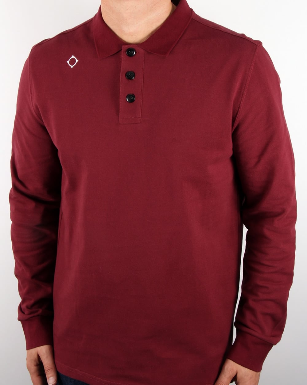 Ma.strum Long Sleeve Pique Polo Shirt Oxblood
