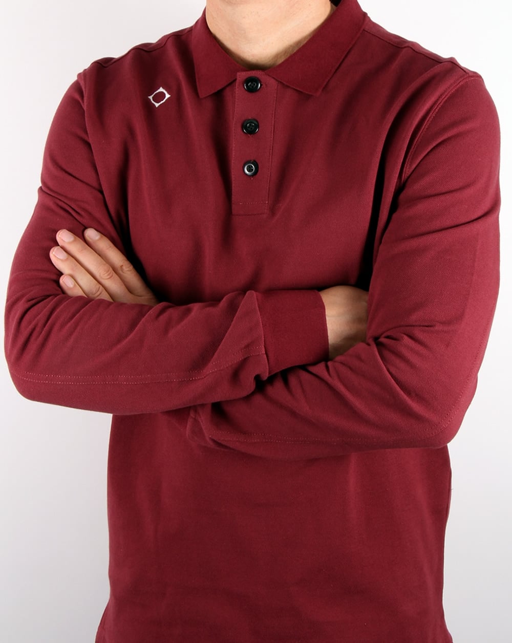 Ma.strum Long Sleeve Pique Polo Shirt Oxblood