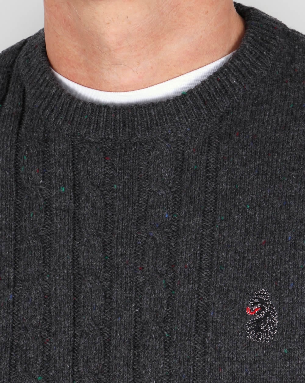 Luke Horton Cable Knit Jumper Charcoal Grey