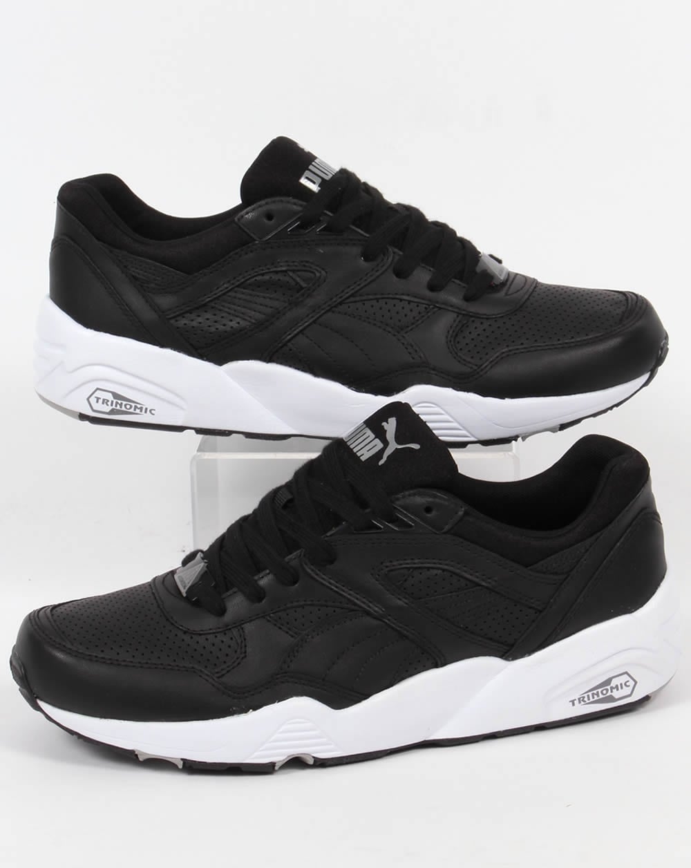 Puma R698 Core Leather Trainers Black/Black
