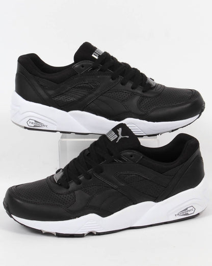Puma R698 Core Leather Trainers Black/Black