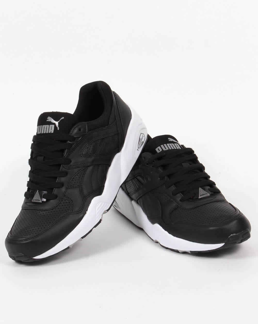 Puma R698 Core Leather Trainers Black/Black