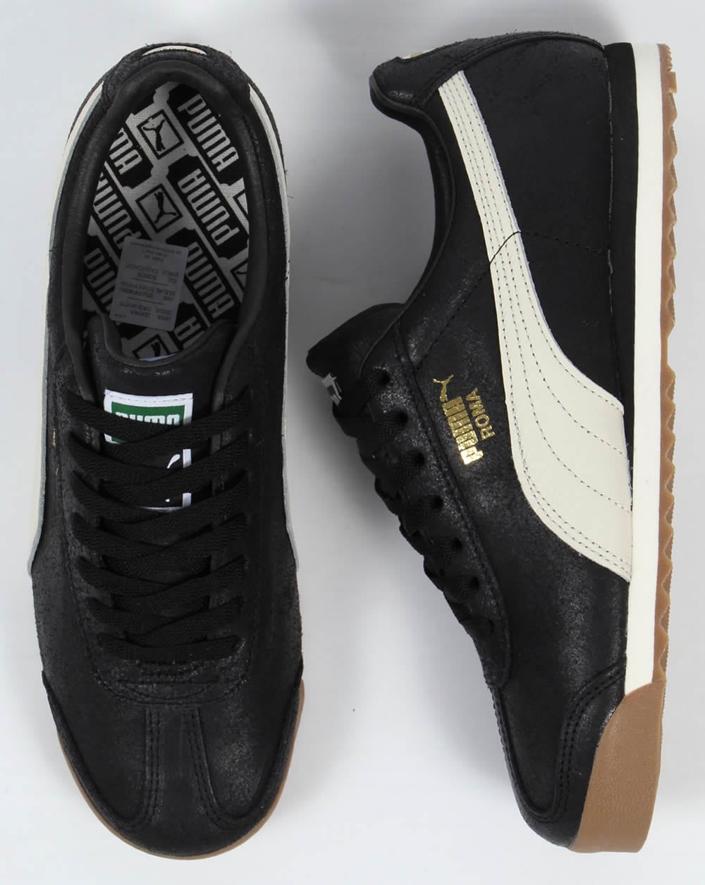 Puma Roma Leather Trainers Black/White