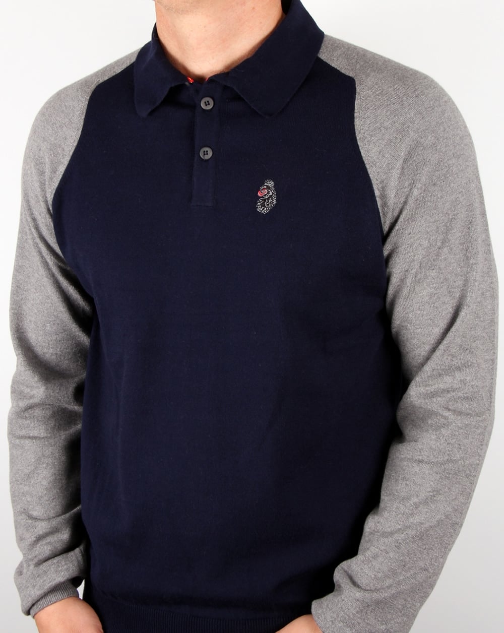 Luke Whacker 2 Tone Knitted Polo Navy