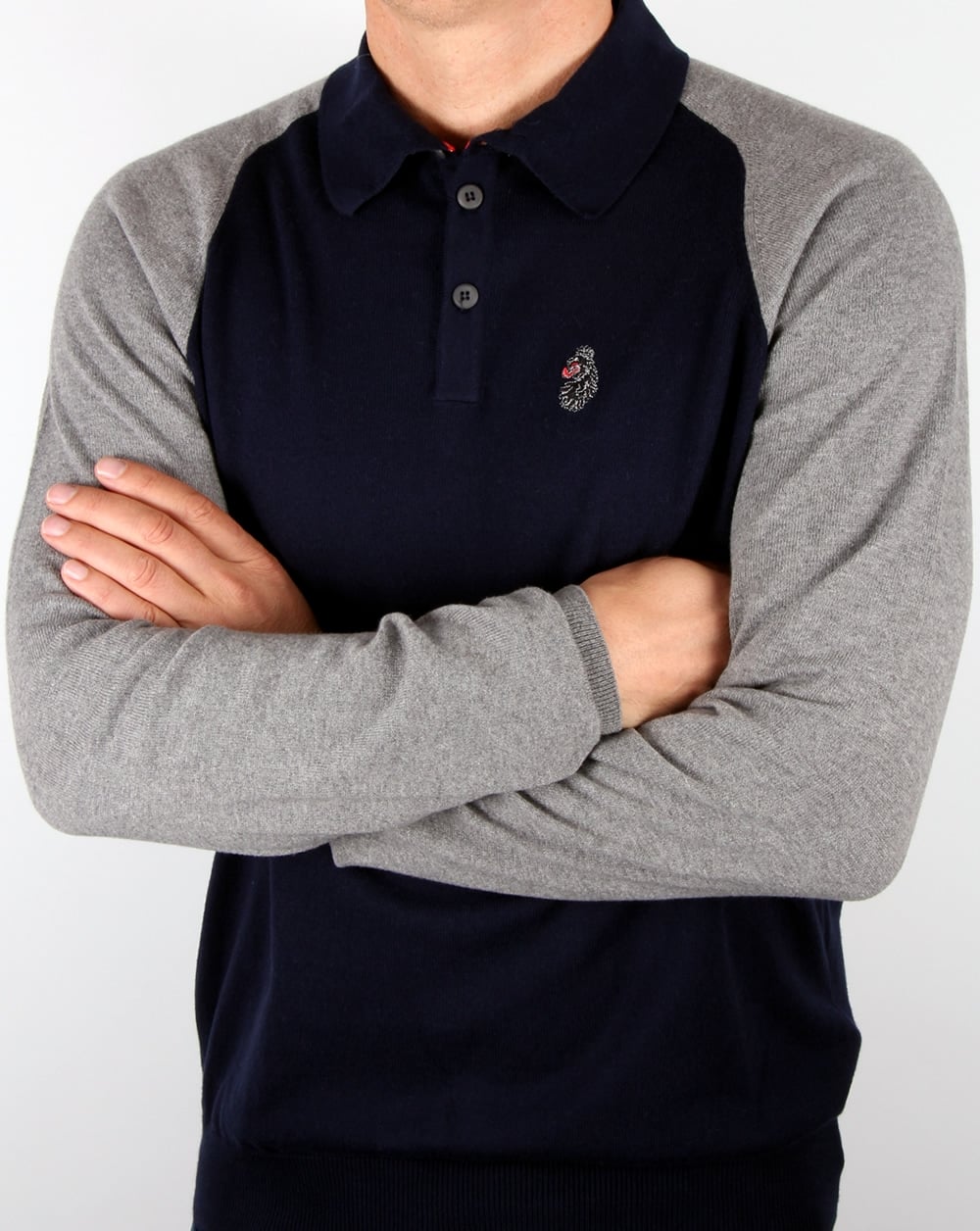 Luke Whacker 2 Tone Knitted Polo Navy