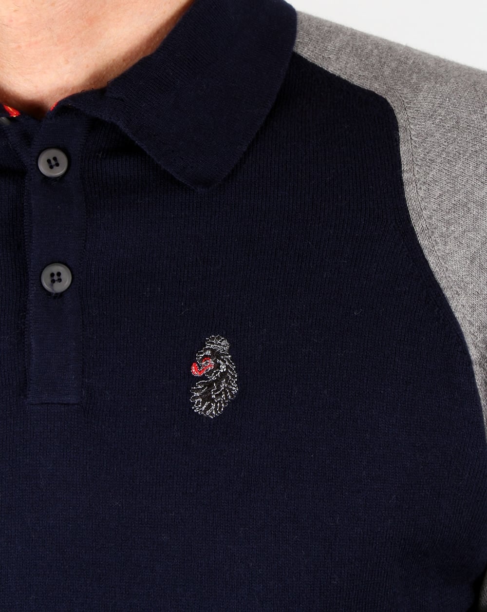 Luke Whacker 2 Tone Knitted Polo Navy