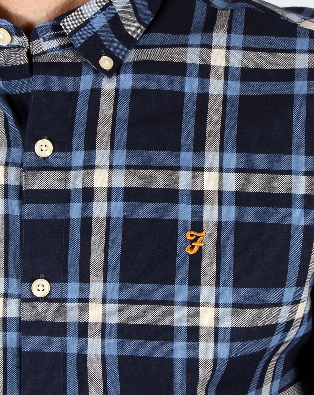Farah Check Shirt Navy Yale