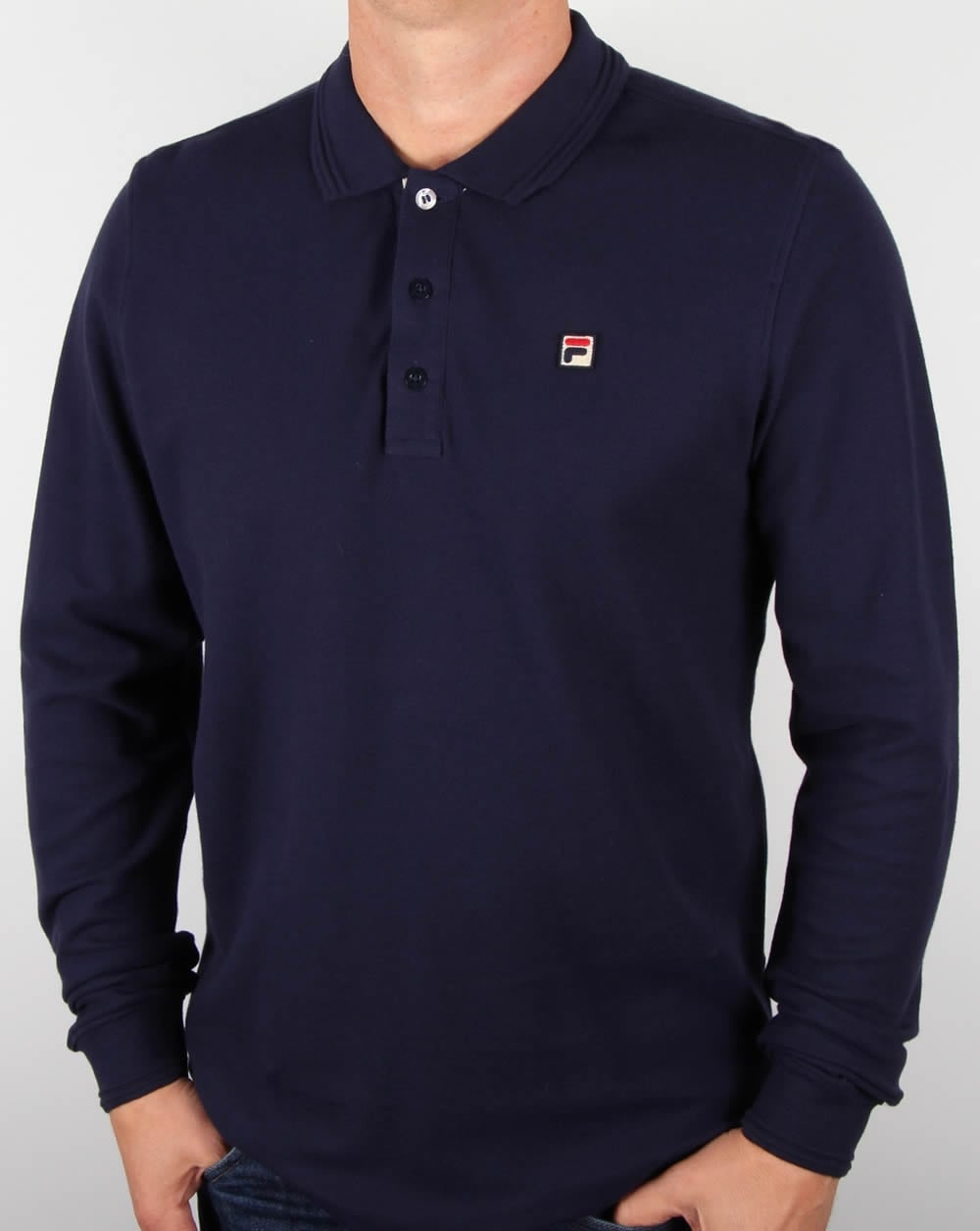 Fila Vintage Padola Long Sleeve Polo Shirt Navy
