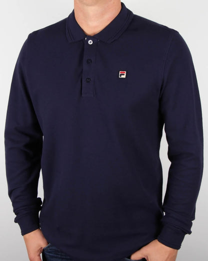 Fila Vintage Padola Long Sleeve Polo Shirt Navy