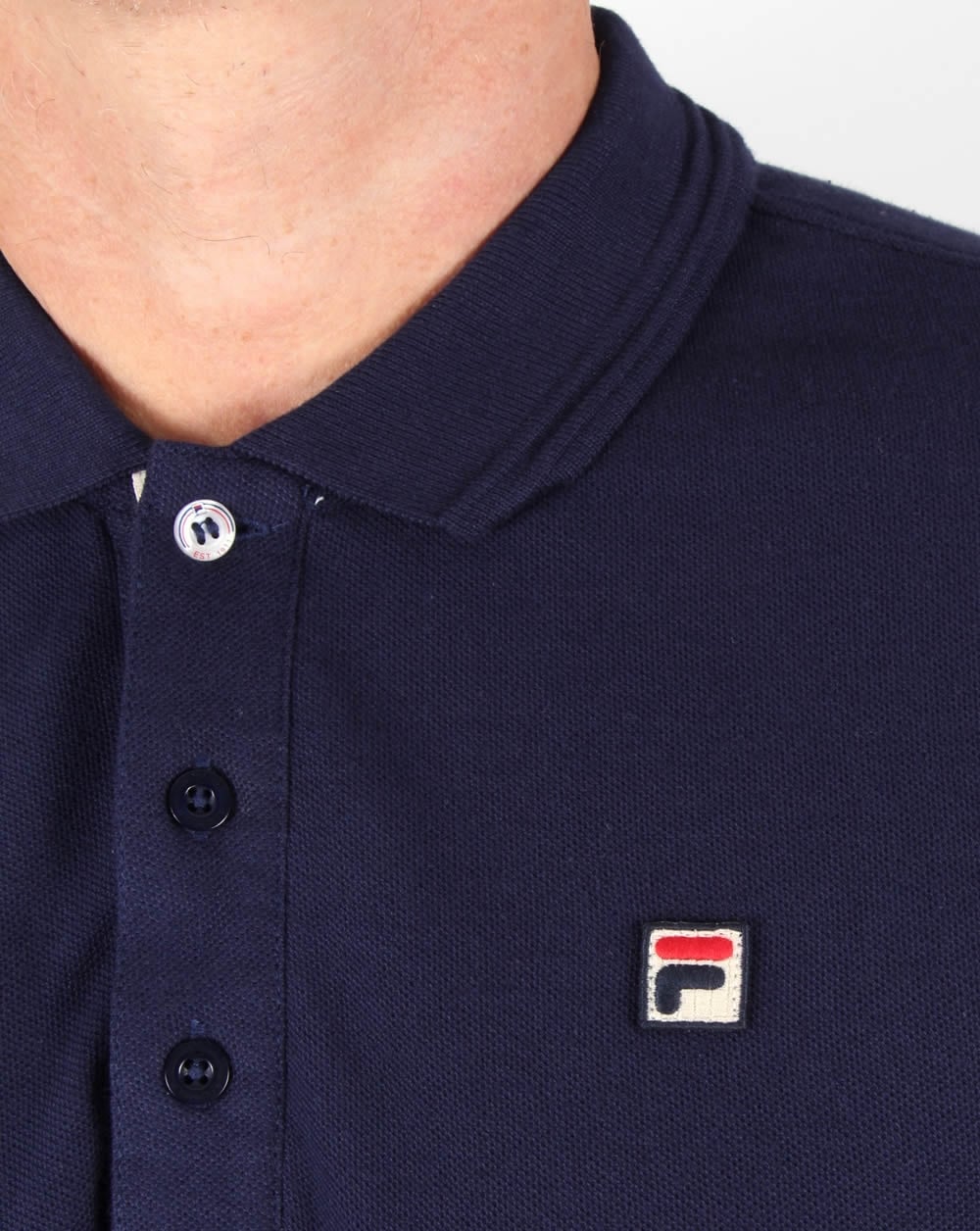 Fila Vintage Padola Long Sleeve Polo Shirt Navy