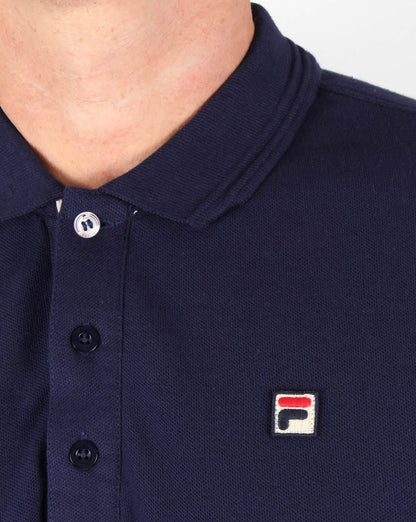 Fila Vintage Padola Long Sleeve Polo Shirt Navy