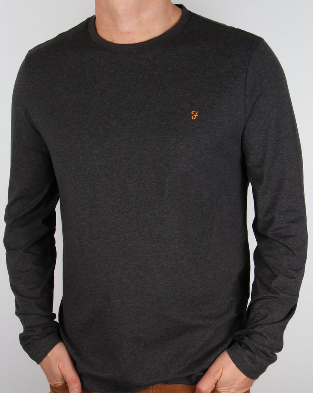 Farah Long Sleeve Denny Logo T-shirt Grey Marl