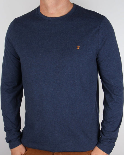 Farah Long Sleeve Denny Logo T-shirt Yale Blue