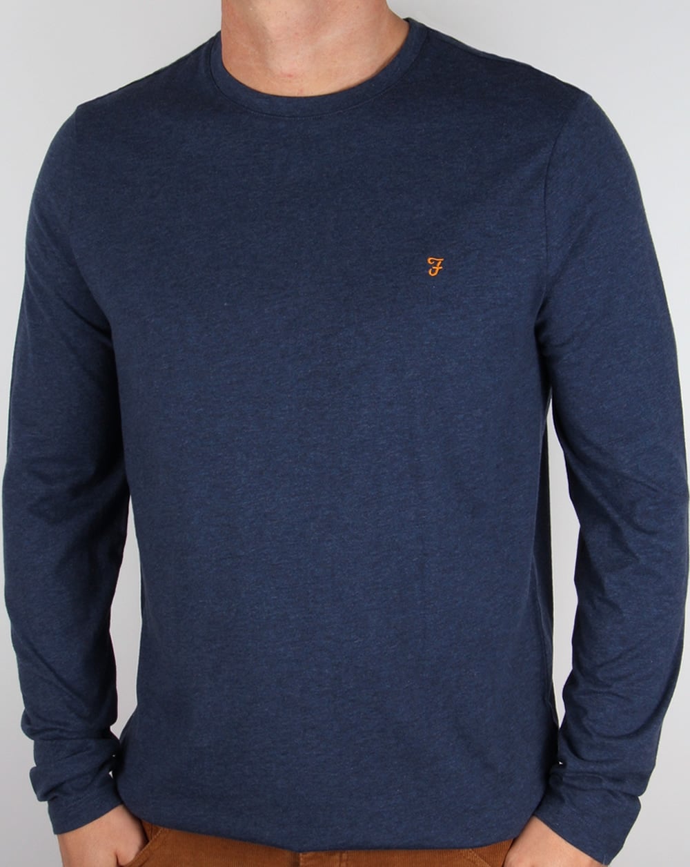 Farah Long Sleeve Denny Logo T-shirt Yale Blue