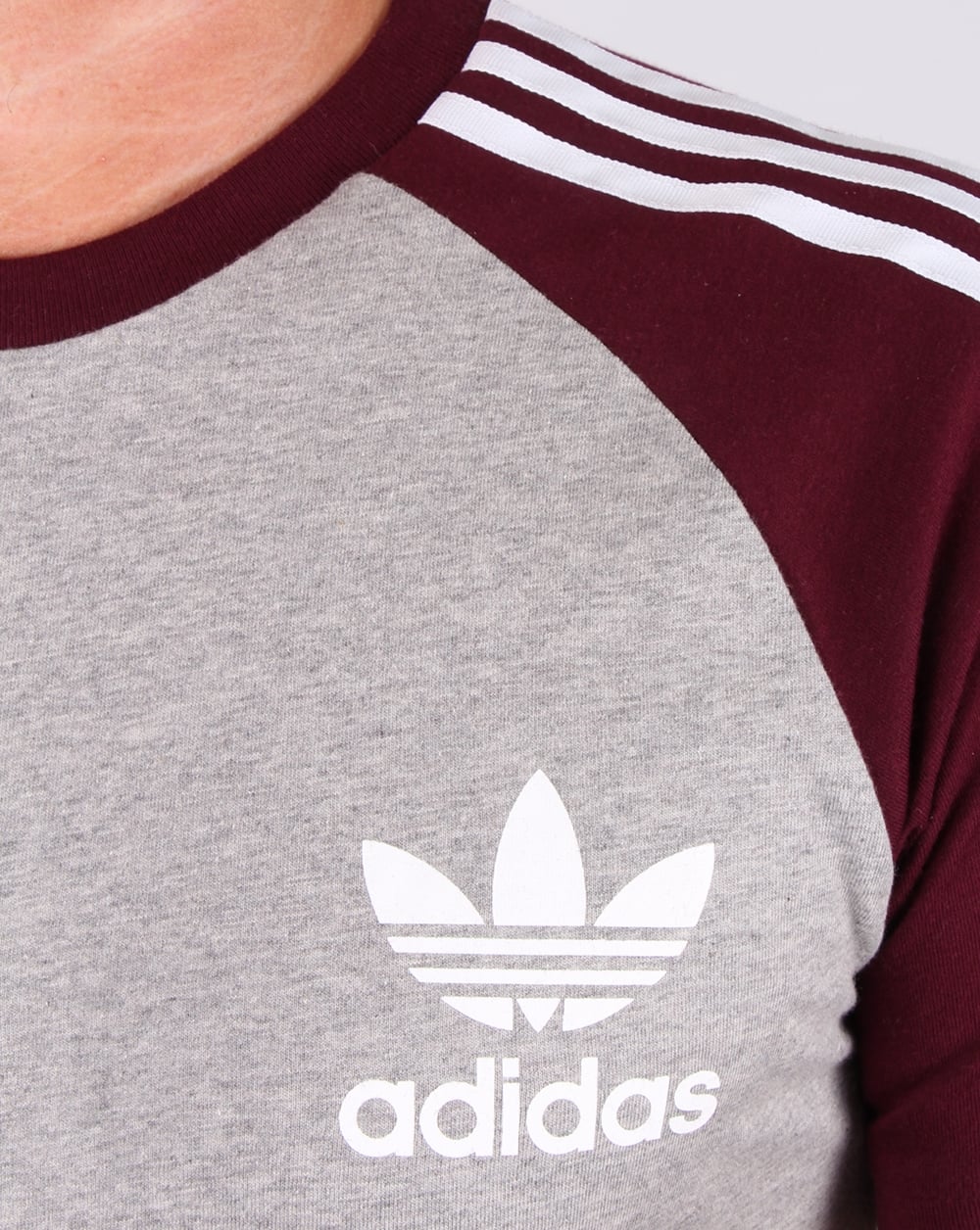 Adidas Originals Retro 3 Stripes T-shirt Grey/maroon