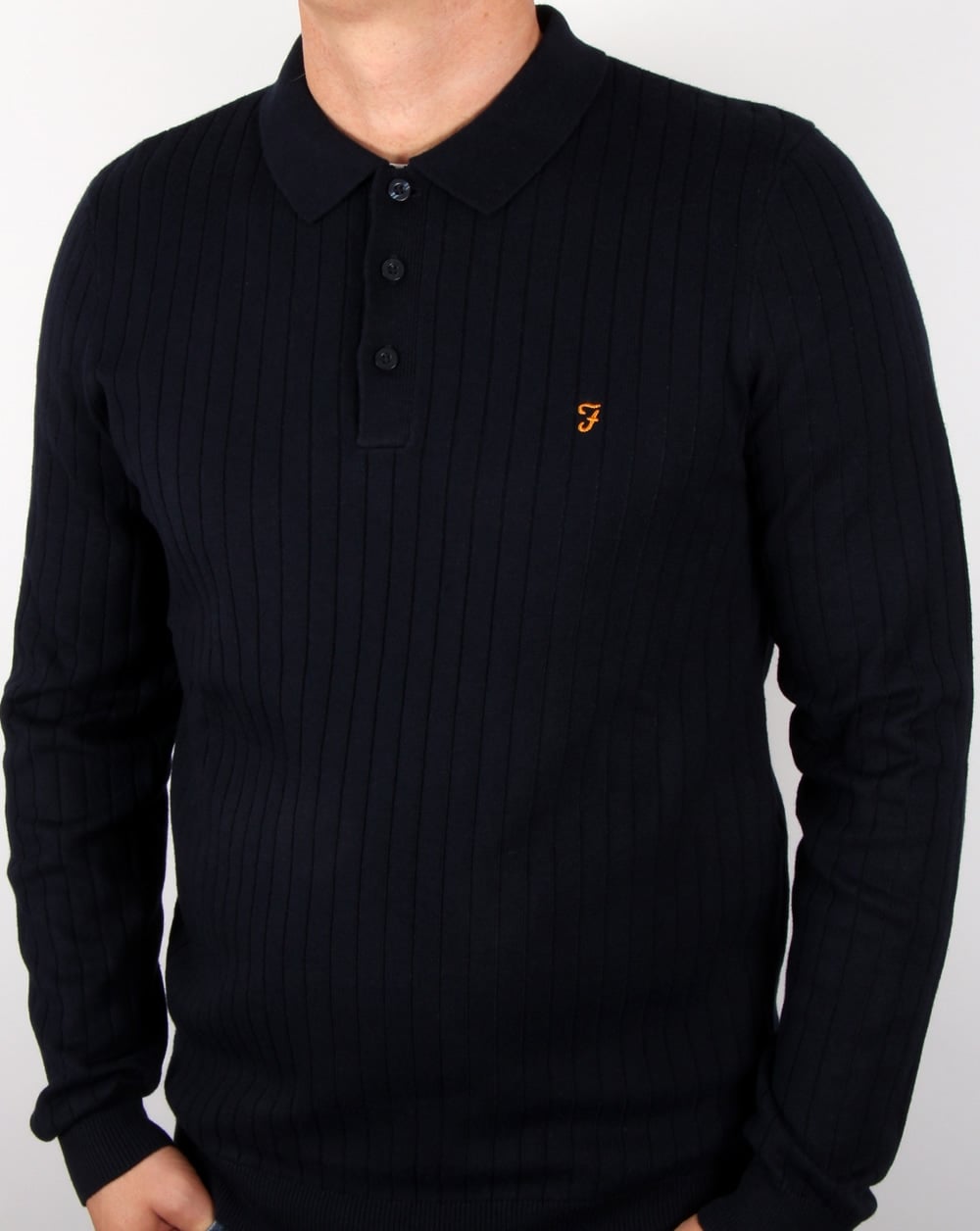 Farah Tadley Knitted Polo Shirt Navy