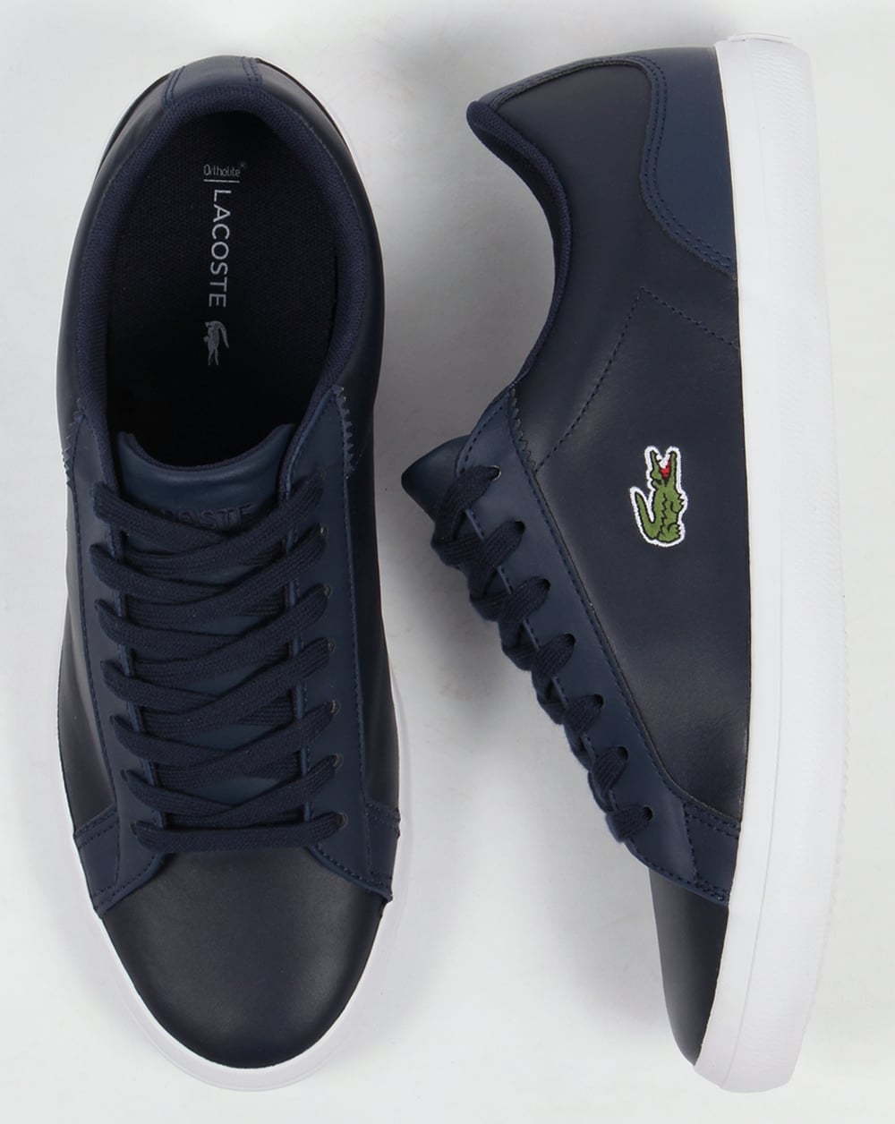 Lacoste Lerond Leather Trainers Navy