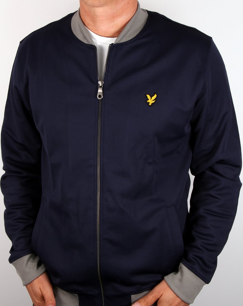 Lyle And Scott Contrast Rib Bomber Sweatshirt Navy