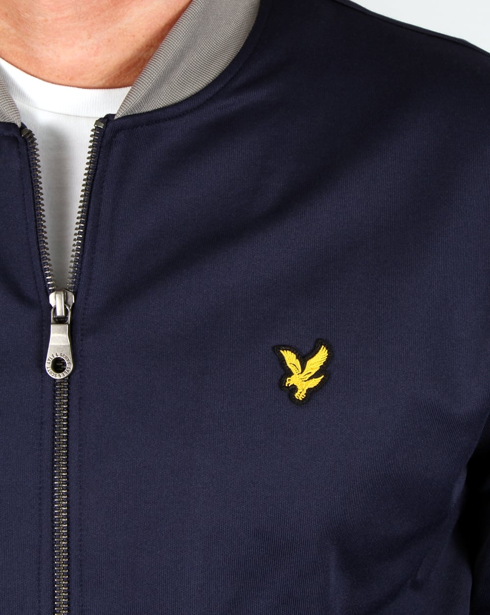 Lyle And Scott Contrast Rib Bomber Sweatshirt Navy
