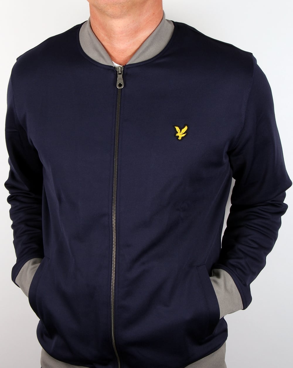 Lyle And Scott Contrast Rib Bomber Sweatshirt Navy