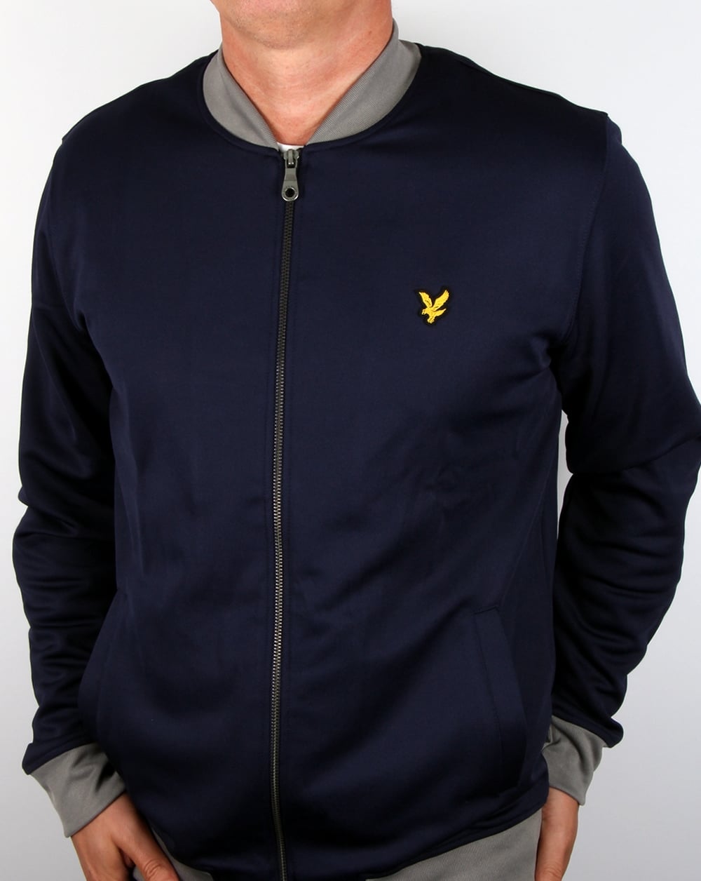 Lyle And Scott Contrast Rib Bomber Sweatshirt Navy