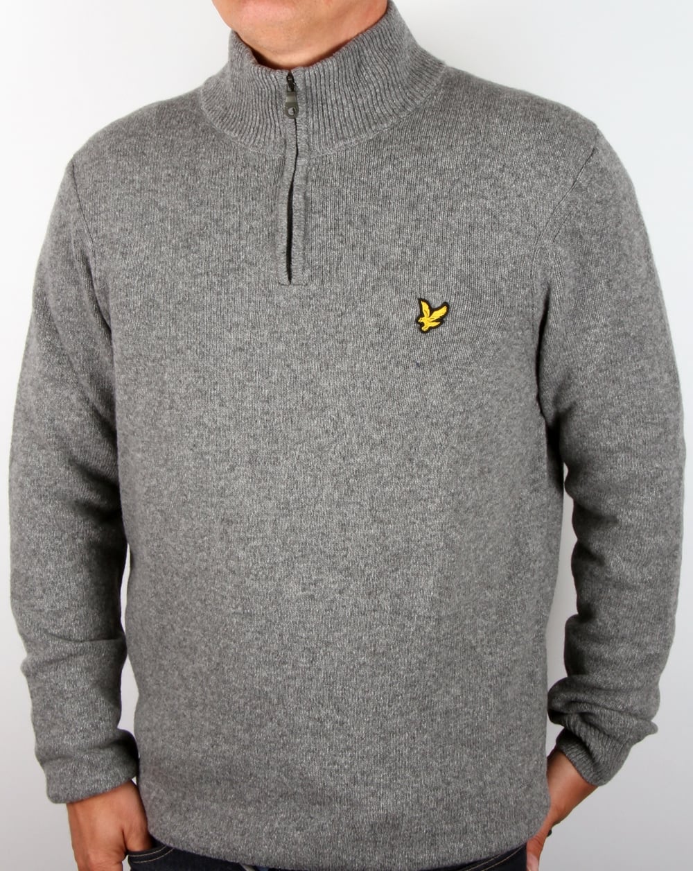 Lyle And Scott Quarter Zip Jumper Mid Grey Marl