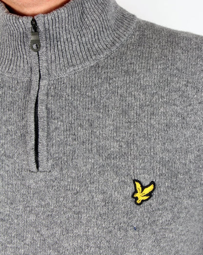 Lyle And Scott Quarter Zip Jumper Mid Grey Marl