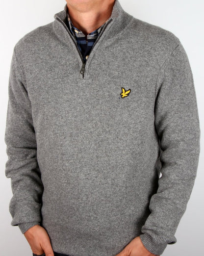 Lyle And Scott Quarter Zip Jumper Mid Grey Marl