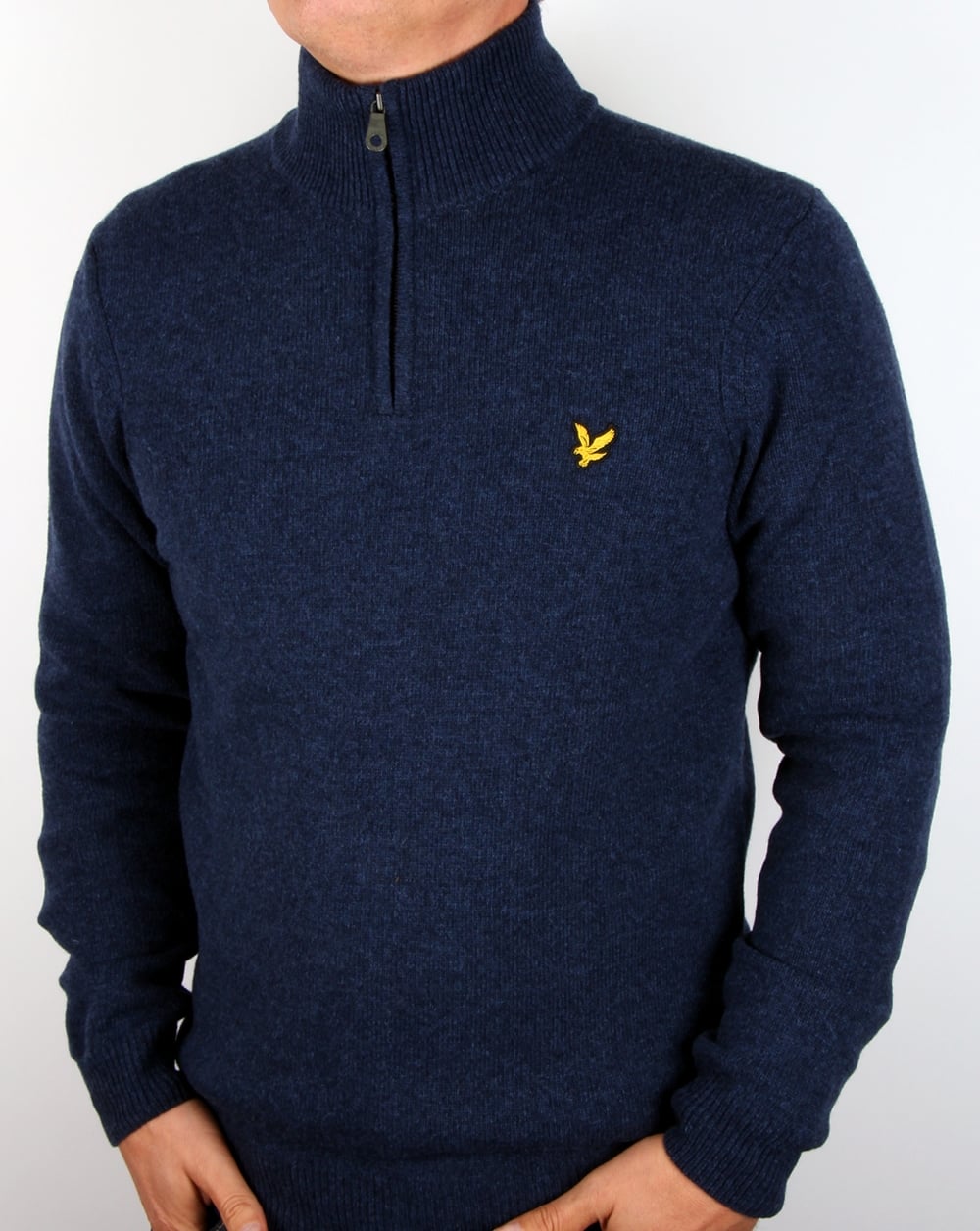 Lyle And Scott Quarter Zip Jumper Navy Marl