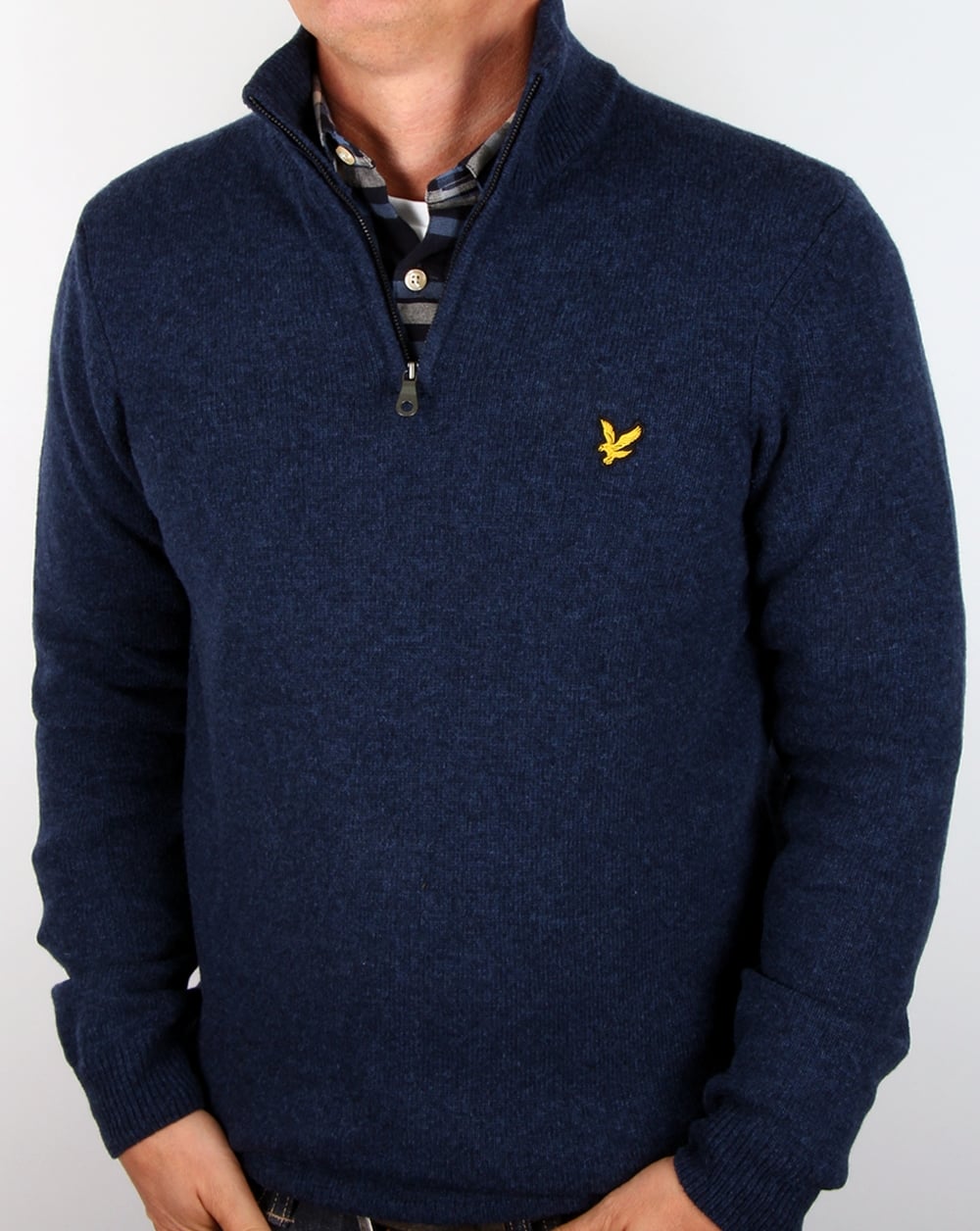 Lyle And Scott Quarter Zip Jumper Navy Marl