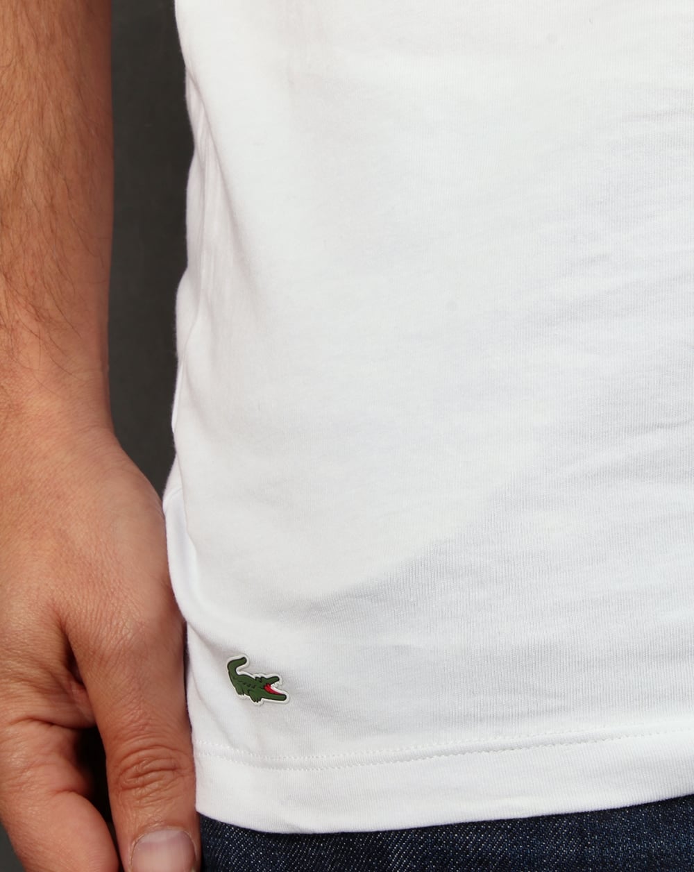 Lacoste Twin Pack V Neck T Shirts White