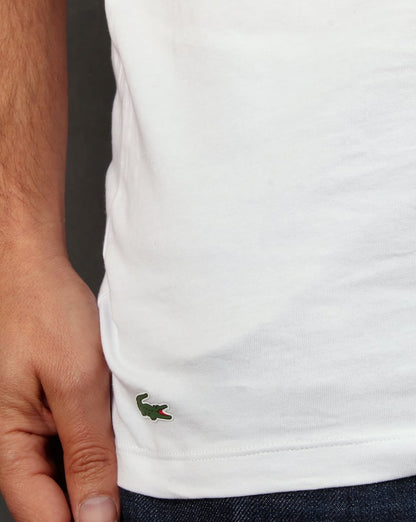 Lacoste Twin Pack V Neck T Shirts White