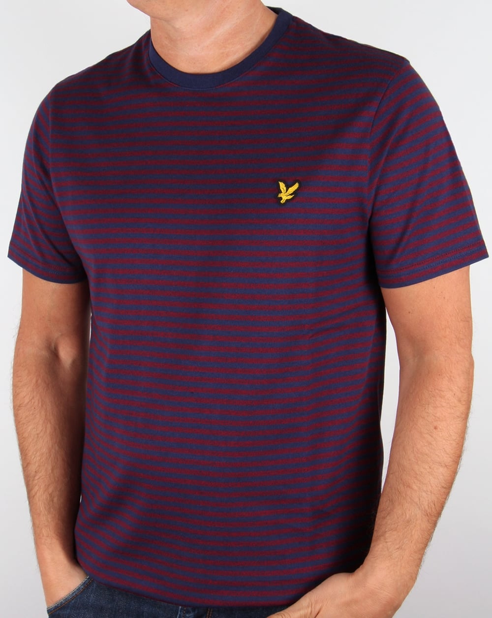 Lyle And Scott Mouline Stripe T Shirt Navy